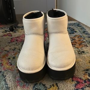 UGG Cream Ankle Boots with Black Platform